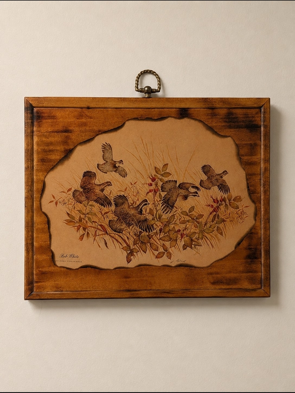 Rustic Bobwhite Quail Wood Wall Art Cabin Lodge Decor 10x9”